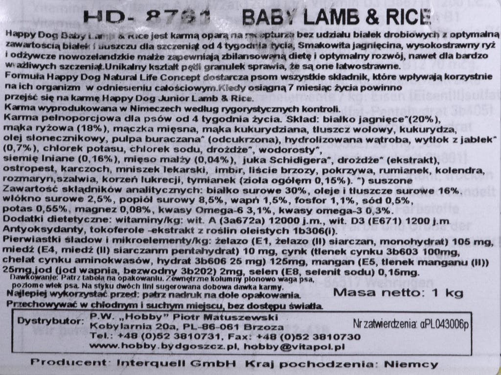Happy Dog Original Baby Lamb & Rice