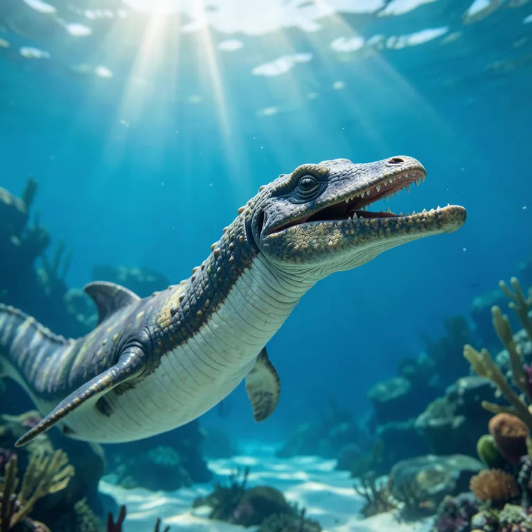 Plesiosaurus pravěký mořský plaz - ilustrační foto