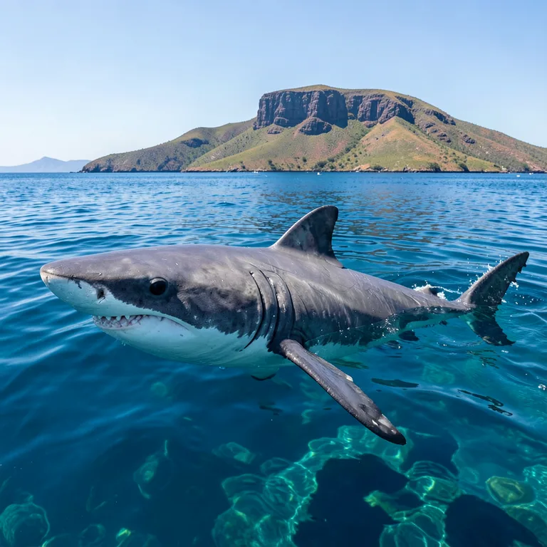 Informace o bílém žralokovi a deep blue žralokovi - ilustrační foto